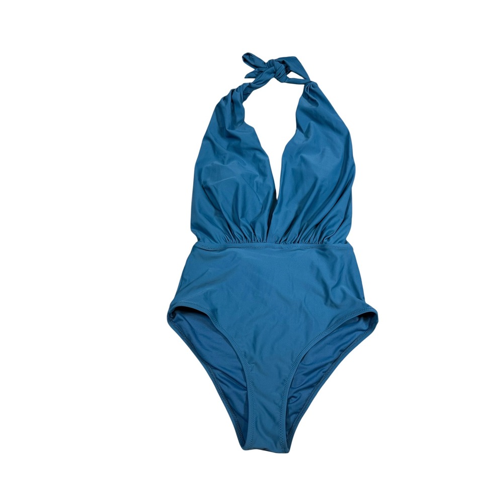Cupshe Womens Teal Blue Halter V-Neck One Piece Swimsuit Size S New With Tags - Picture 2 of 11